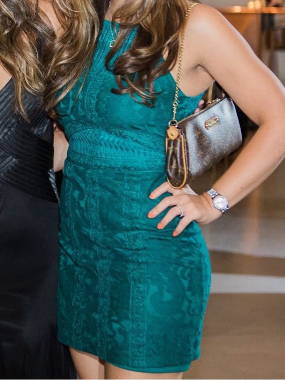Topshop Teal Lace Midi Dress with Spaghetti Straps